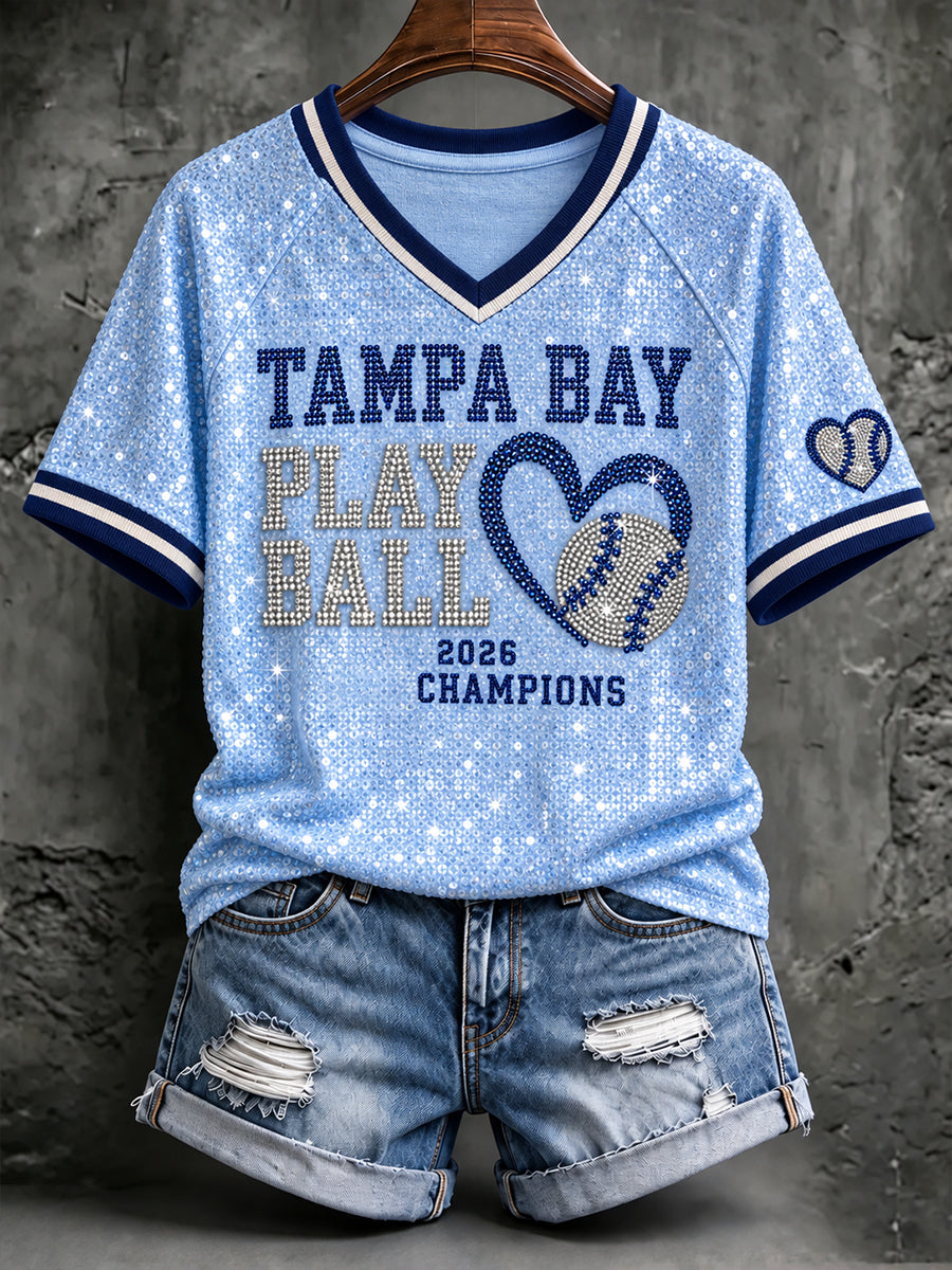 Women's Tampa Bay Baseball Lover Printed T-shirt