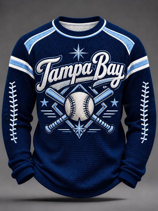 Men's Tampa Bay Baseball Lover Print Waffle Long Sleeve Top