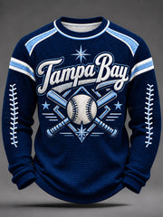 Men's Tampa Bay Baseball Lover Print Waffle Long Sleeve Top