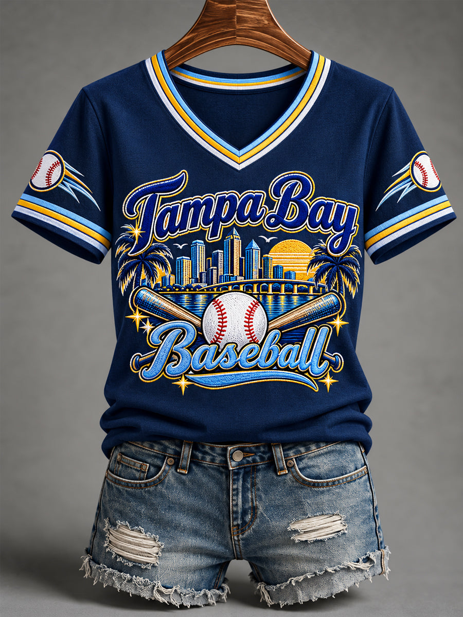 Women's Gift For Baseball Fans Casual V-Neck Tee