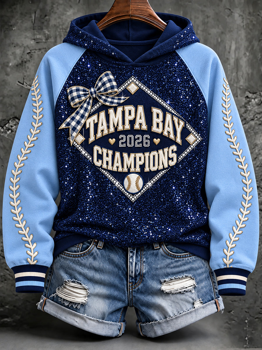 Women's Tampa Bay Baseball Lover Printed Hoodie