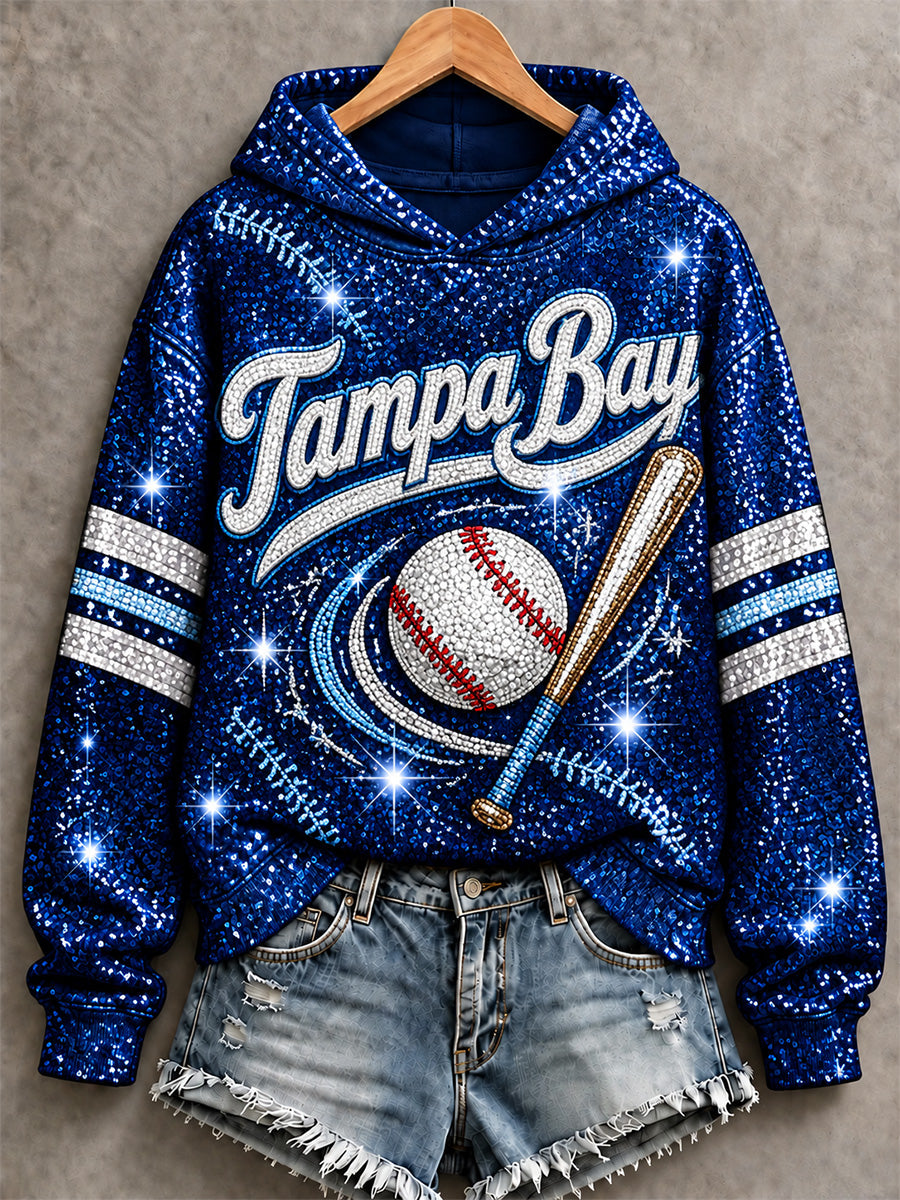 Women's Tampa Bay Baseball Lover Print Hoodie