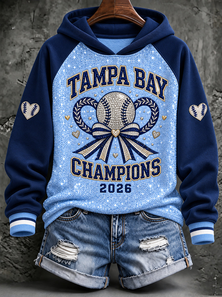 Women's Tampa Bay Baseball Lover Printed Hoodie