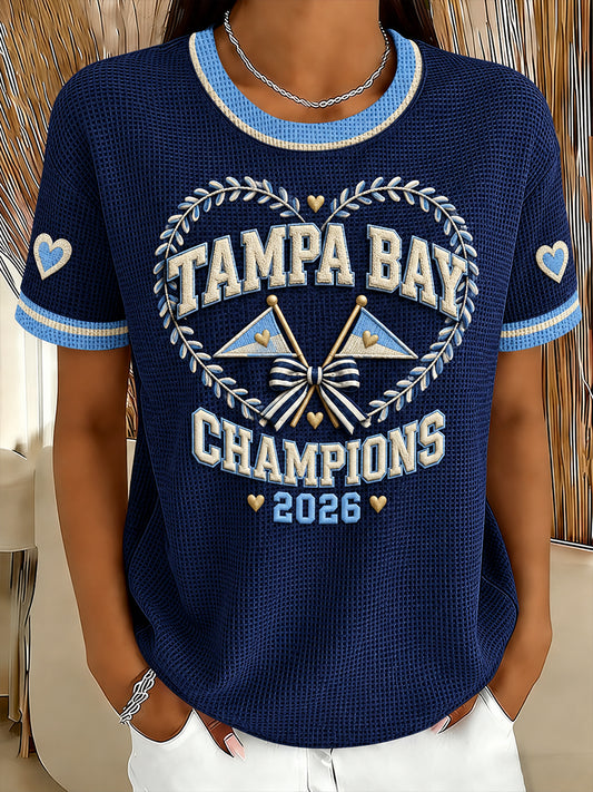 Women's Tampa Bay Baseball Lover Printed Waffle T-shirt