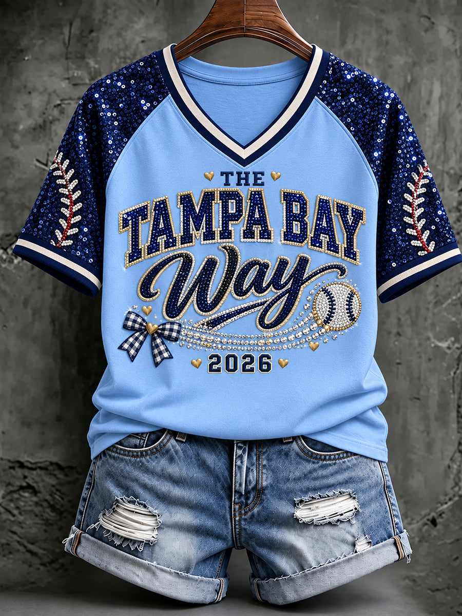 Women's Tampa Bay Baseball Lover Printed T-shirt