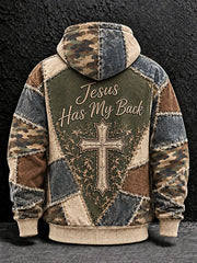 Men's Cross Patchwork Print Casual Hoodie