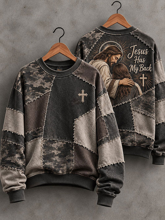 Women’s Cross Patchwork Print Casual Sweatshirt