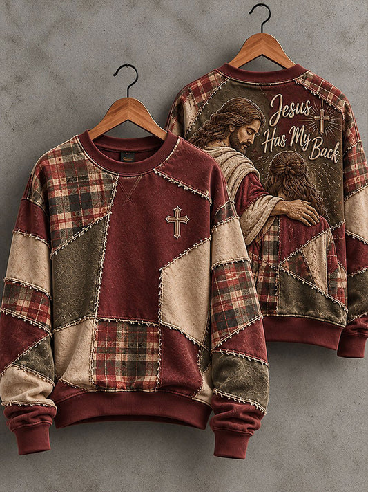 Women’s Cross Patchwork Print Casual Sweatshirt