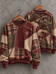 Women’s Cross Patchwork Print Casual Sweatshirt