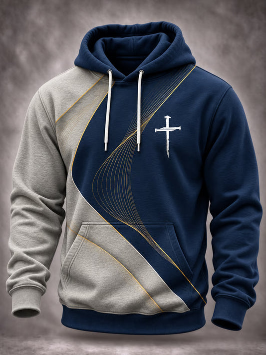 Men's Christian Cross Art Hoodie with Pockets
