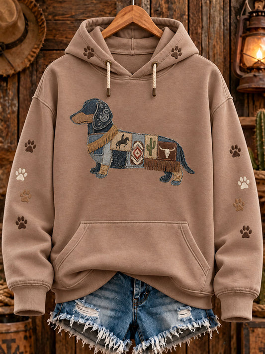Women's Western Dachshund Printed hoodie