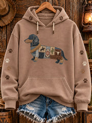 Women's Western Dachshund Printed hoodie