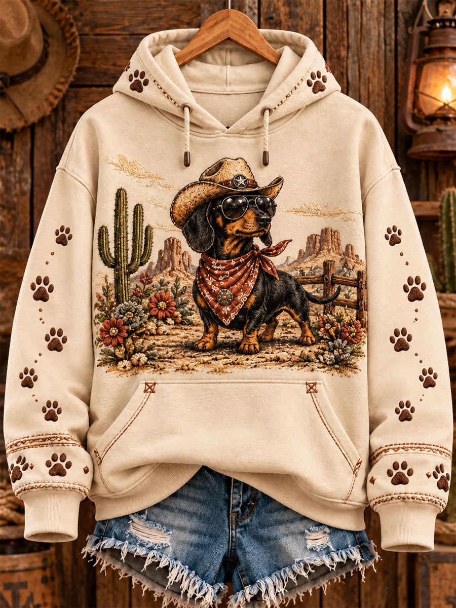 Women's Western Dachshund Printed hoodie