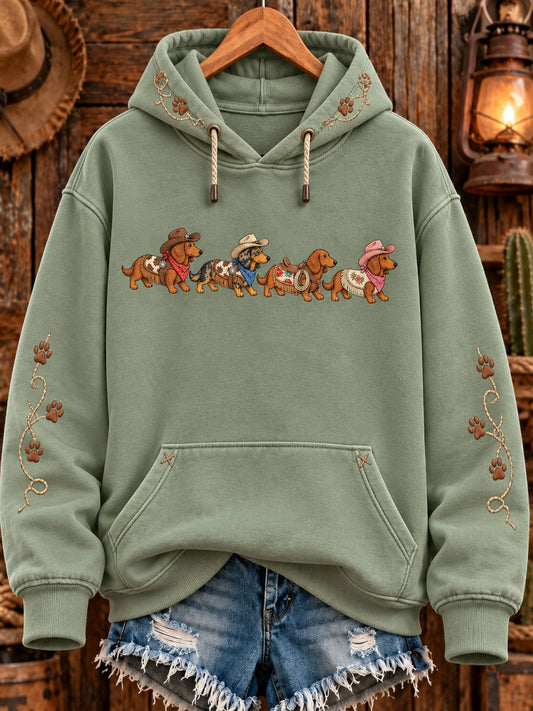 Women's Western Dachshund Printed hoodie