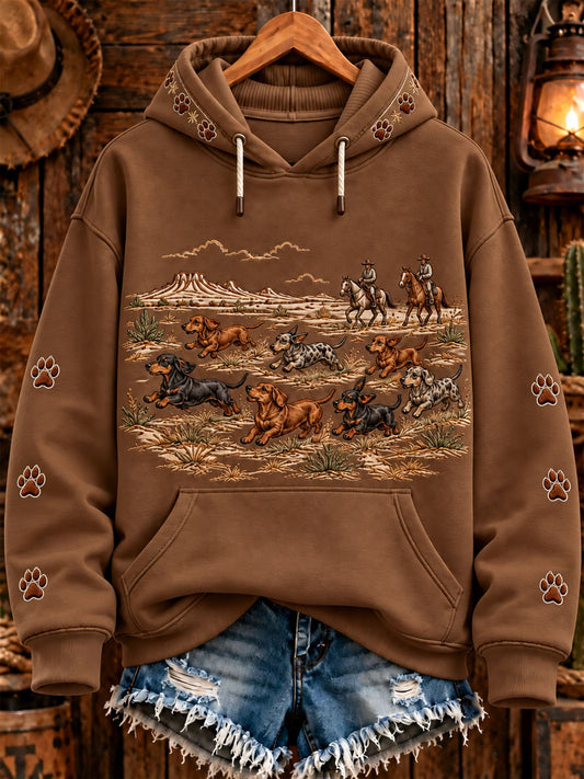 Women's Western Dachshund Printed hoodie