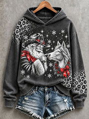 Women's Western Santa Print Hoodies