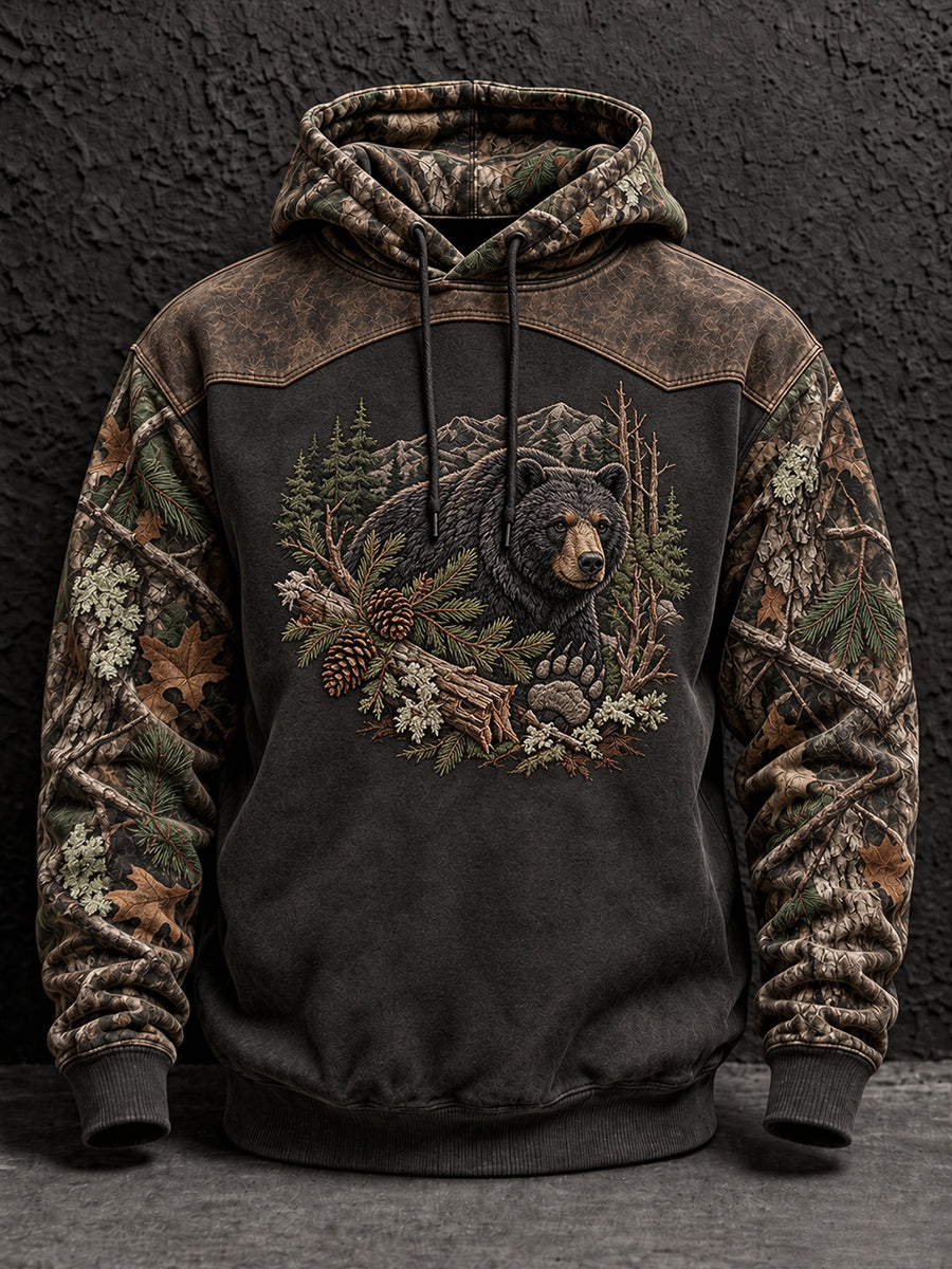 Men's Vintage Hunting Camo Print Casual Hoodie