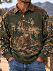 Men's Vintage Hunting Camo Print Casual Shirt