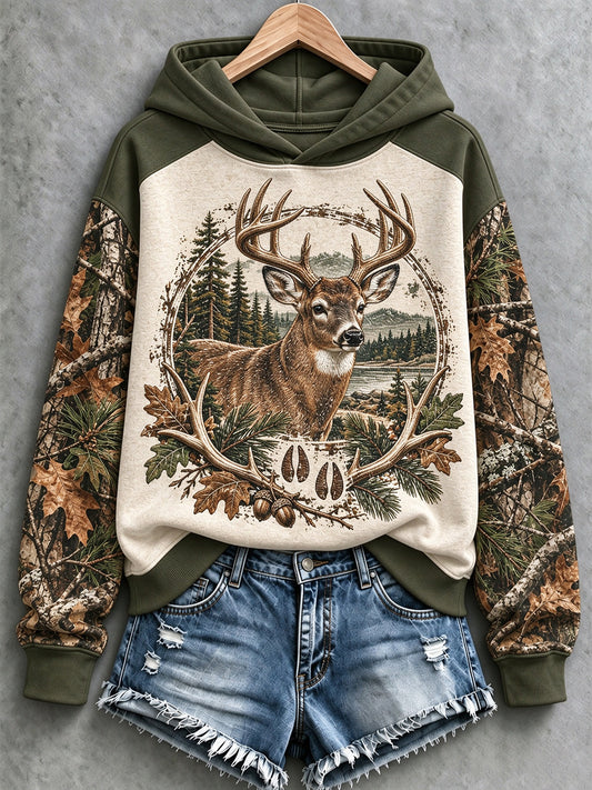 Women's Vintage Hunting Camo Print Casual Sweatshirt