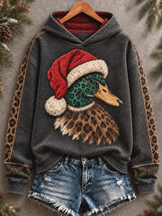 Women's Hunting Season Vintage Christmas Art Printed Hoodies