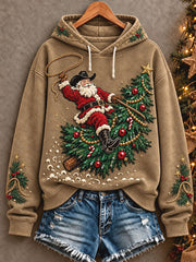 Women's Western Style Merry Christmas Art Printed Hoodie