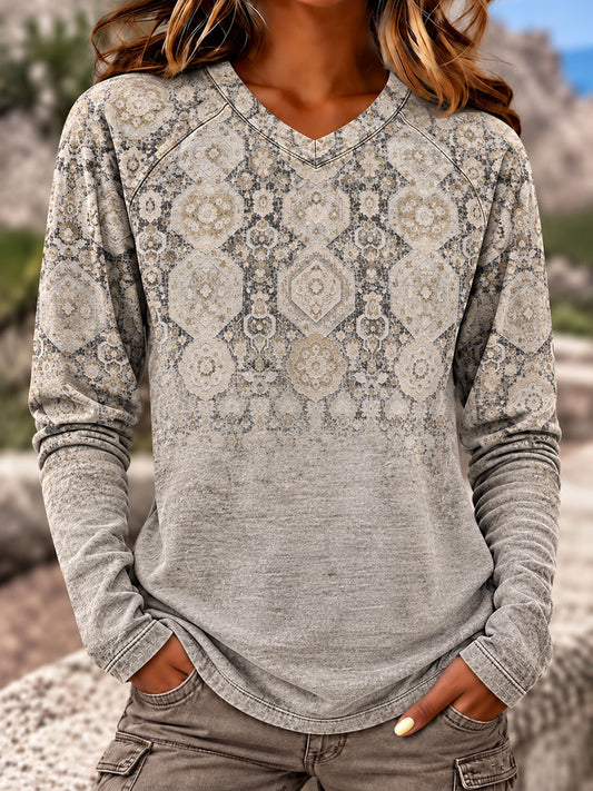 Women's Western Style Art Print V-Neck T-Shirts