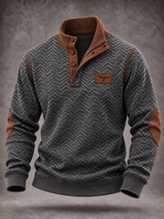 Men's Western Vintage Print Four-button Hoodie