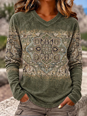 Women's Western Style Art Print V-Neck T-Shirts